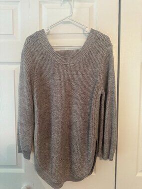 Francesca's Harper Heritage Grey Open Back Sweater